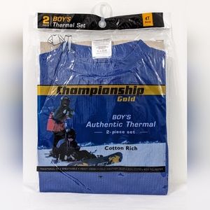 NEW Boys Championship Gold Blue Authentic Thermal 2 Piece Set, 4T Size